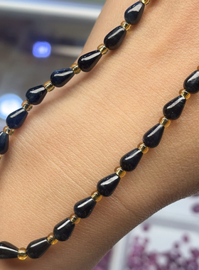 天然无注胶无填充蓝宝石珠子项链正宗山东昌乐矿区蓝宝石素珠珠串