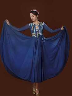 720度大摆裙新疆舞蹈服演出服雪纺连衣裙维族广场舞长裙