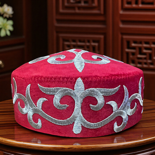 哈萨克族花帽女士新款哈萨克风格民族风帽子复古跳舞表演刺绣圆帽