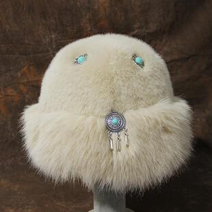 哈萨克族帽子哈萨克新款毛绒渔夫帽手工冬季护耳百搭保暖民族帽子