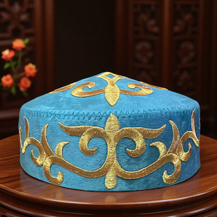 新款哈萨克风格帽子女士跳舞表演花帽哈萨克族绣花片圆帽时尚百搭