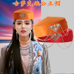 哈萨克新款哈萨克族民族帽子花帽纯手工演出新疆公主复古时尚百搭