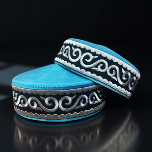 哈萨克风格帽子新款男士民族风刺绣花帽新疆民族服饰头饰圆帽