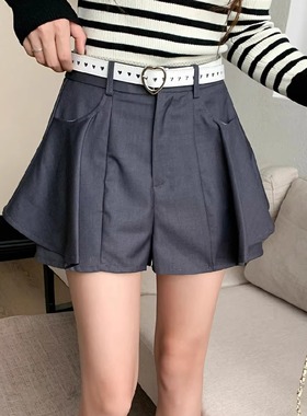 LEAP DREAM官方授权 腰带荷叶边假两件A字裙裤高腰显瘦短裤女秋冬