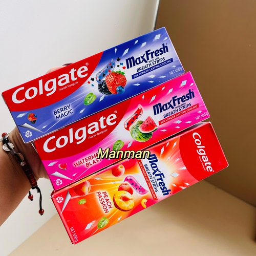 泰国高露洁MaxFresh冰爽牙膏薄荷去牙渍清新100g彩虹牙膏