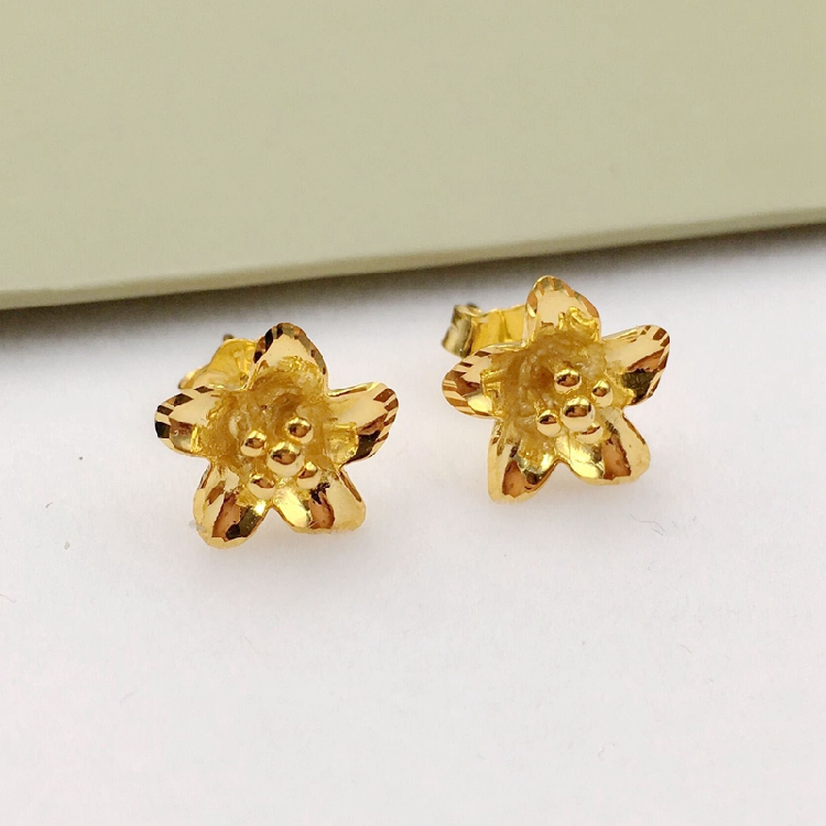18K黄金耳钉AU750彩金18K彩金耳扣耳坠花语送妈妈礼物