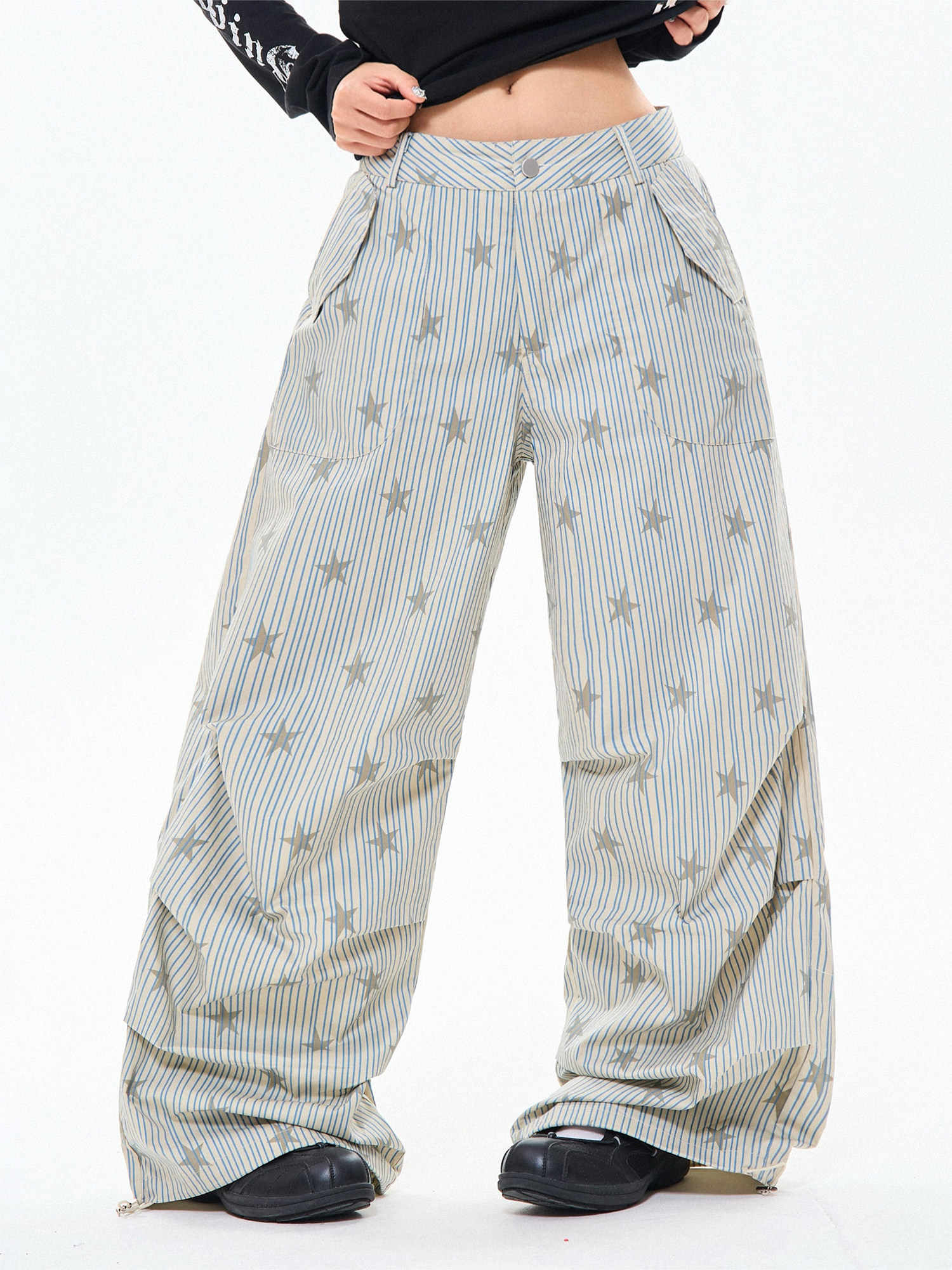 MIKYO Retro Star & Stripe Wide-Leg Pants: Your Next Obsession - Product image 5