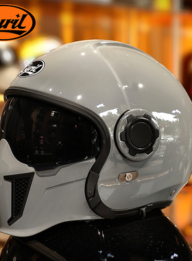 CYRIL赛罗复古头盔冬季黑武士组合盔男女摩托车半盔全盔巡航op12a