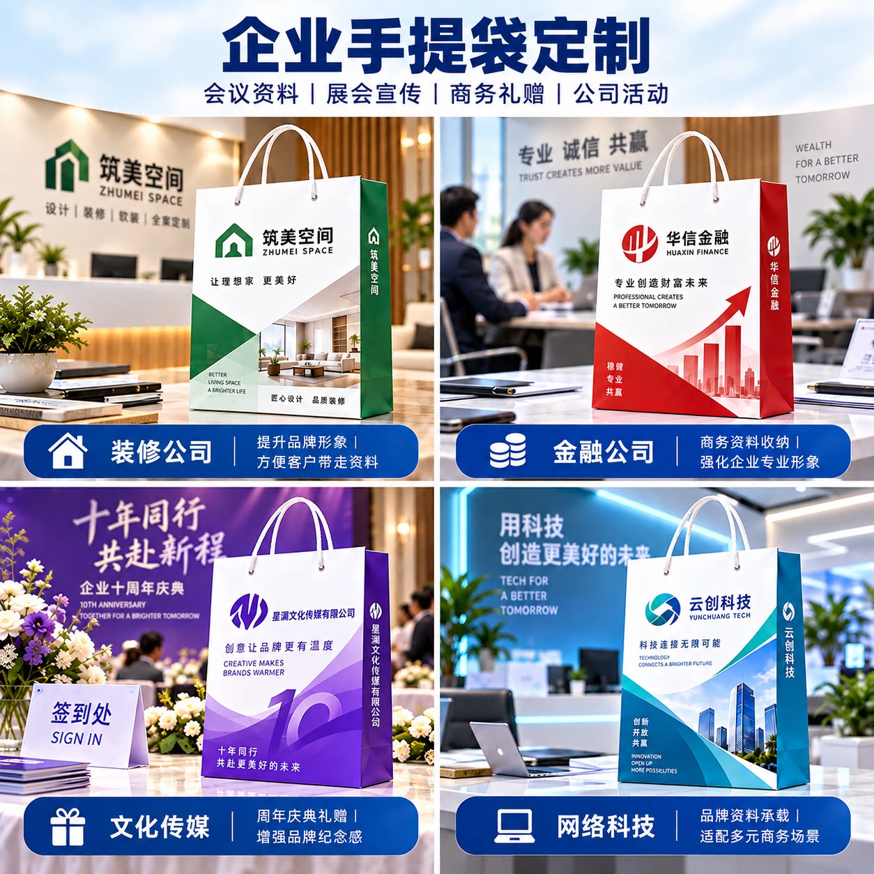 企业手提袋定制公司宣传纸袋logo印刷礼品袋广告包装袋设计制作