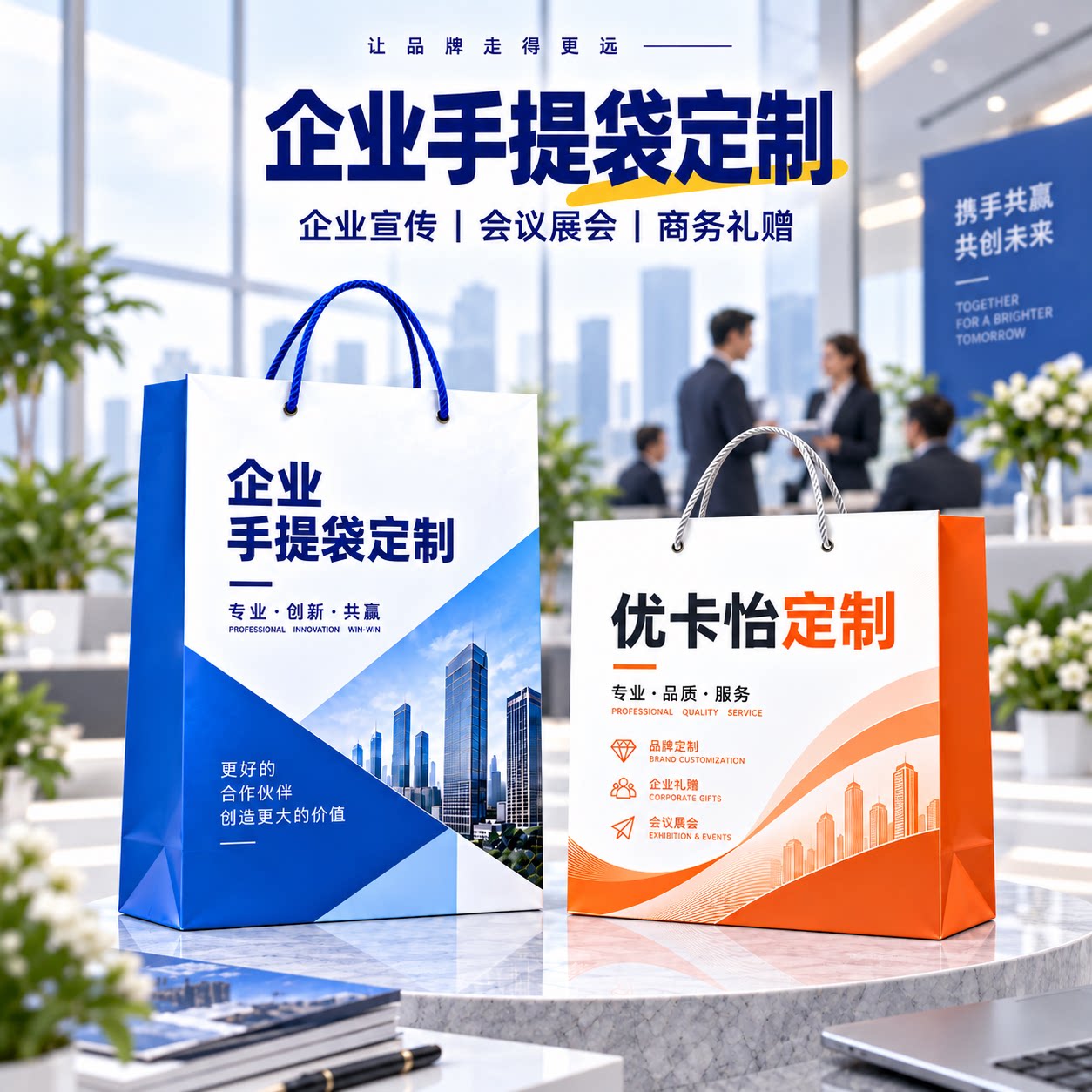企业手提袋定制公司宣传展会纸袋logo品牌礼品广告包装袋设计制作