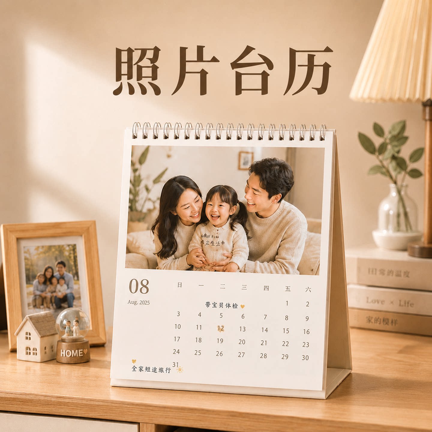 照片台历定制亲子家庭宝宝成长纪念打印diy桌面日历相片设计制作