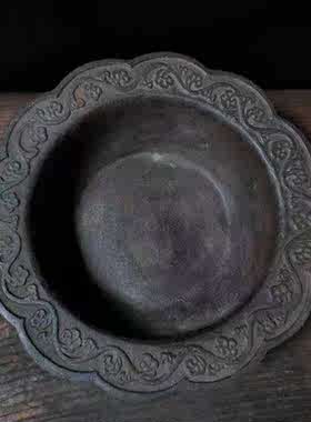 仿古做旧老铁火盆炭火炉取暖炉影视道具收藏佳品大明宣德年制铁盆