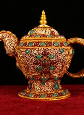 吉祥纯手工掐丝酒壶古玩