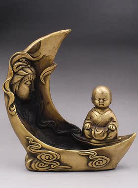 仿古风小沙弥倒流香拜佛家居装饰