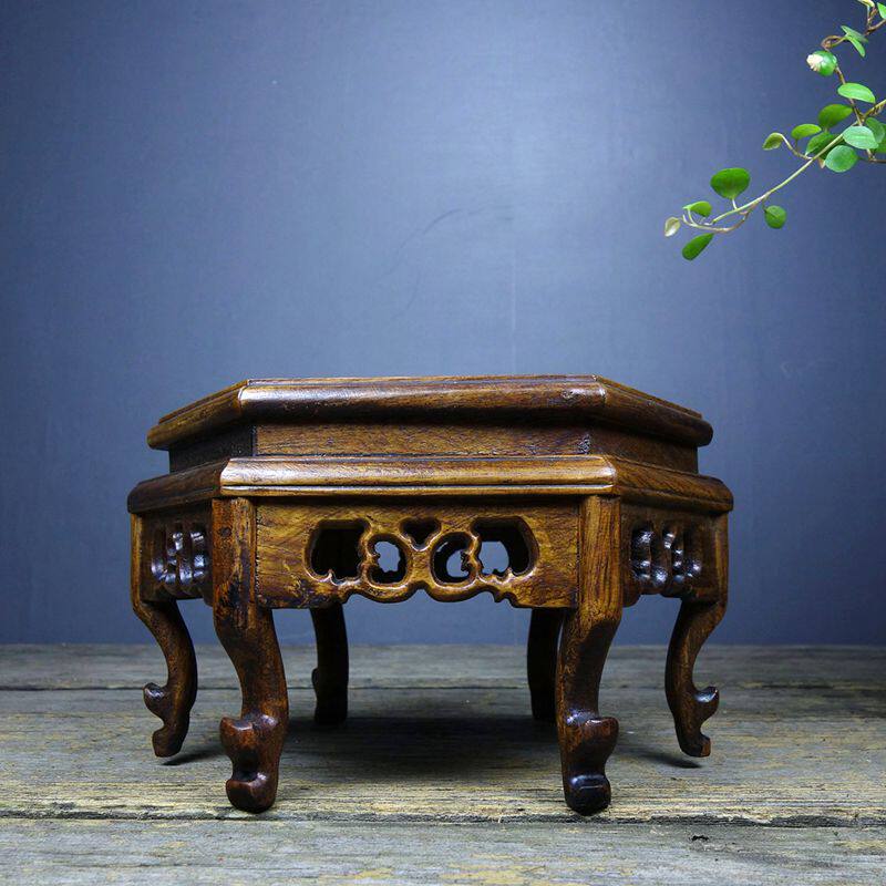 古玩古董收藏花梨木精雕细琢花架底座家居玄关办公室装饰礼品摆件