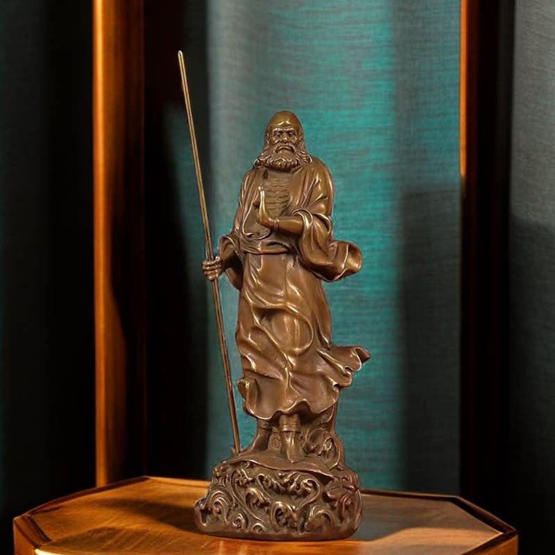 古玩收藏纯铜达摩祖师佛像铜像家居佛堂书房桌面玄关装饰礼品摆件