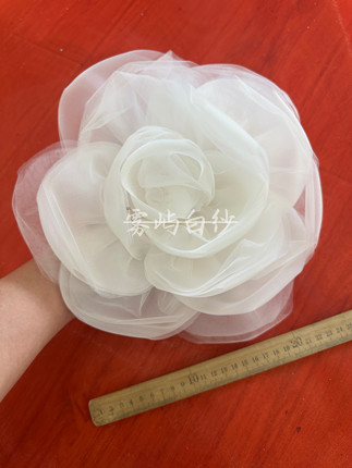手工大花朵欧根纱网纱布料立体花婚纱礼服辅料DIY服装面料可定制