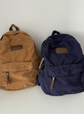 水洗帆布双肩包女美式复古中学生书包男慵懒风上课包通勤电脑背包