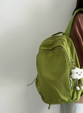 轻便大容量双肩包ins风简约日系纯色学生书包防泼水登山旅游背包