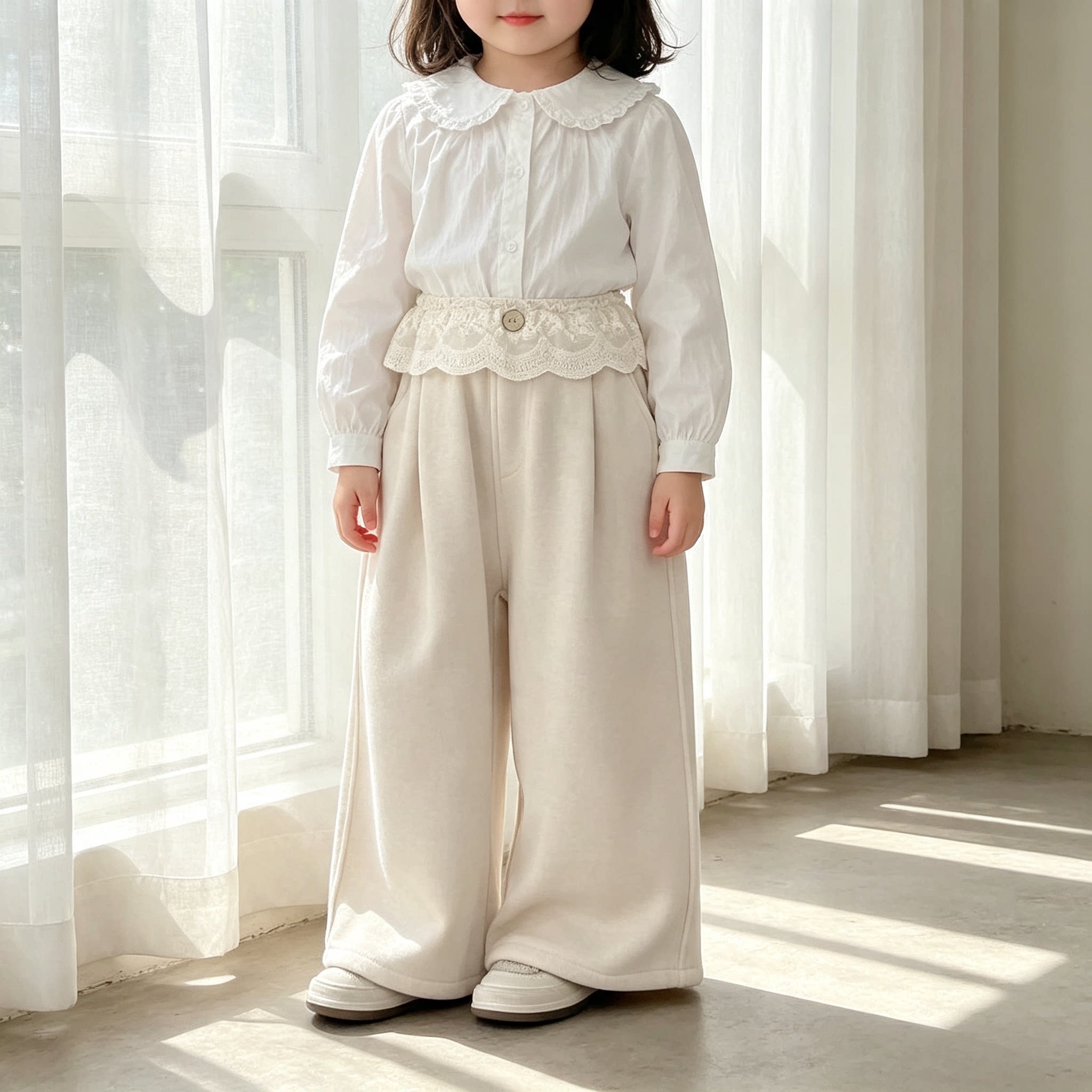 女童加绒加厚阔腿裤子秋冬季2026新款儿童宝宝宽松百搭直筒长裤潮