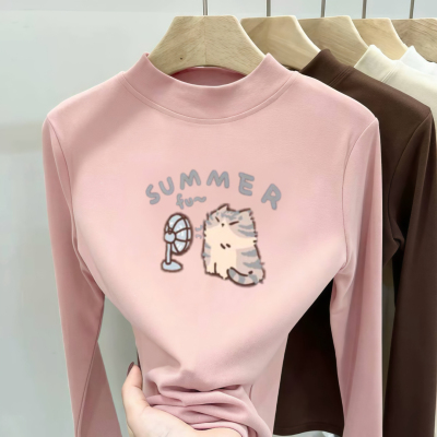 儿童半高领打底衫秋冬加绒保暖长袖T恤男女大童德绒秋衣内搭上衣