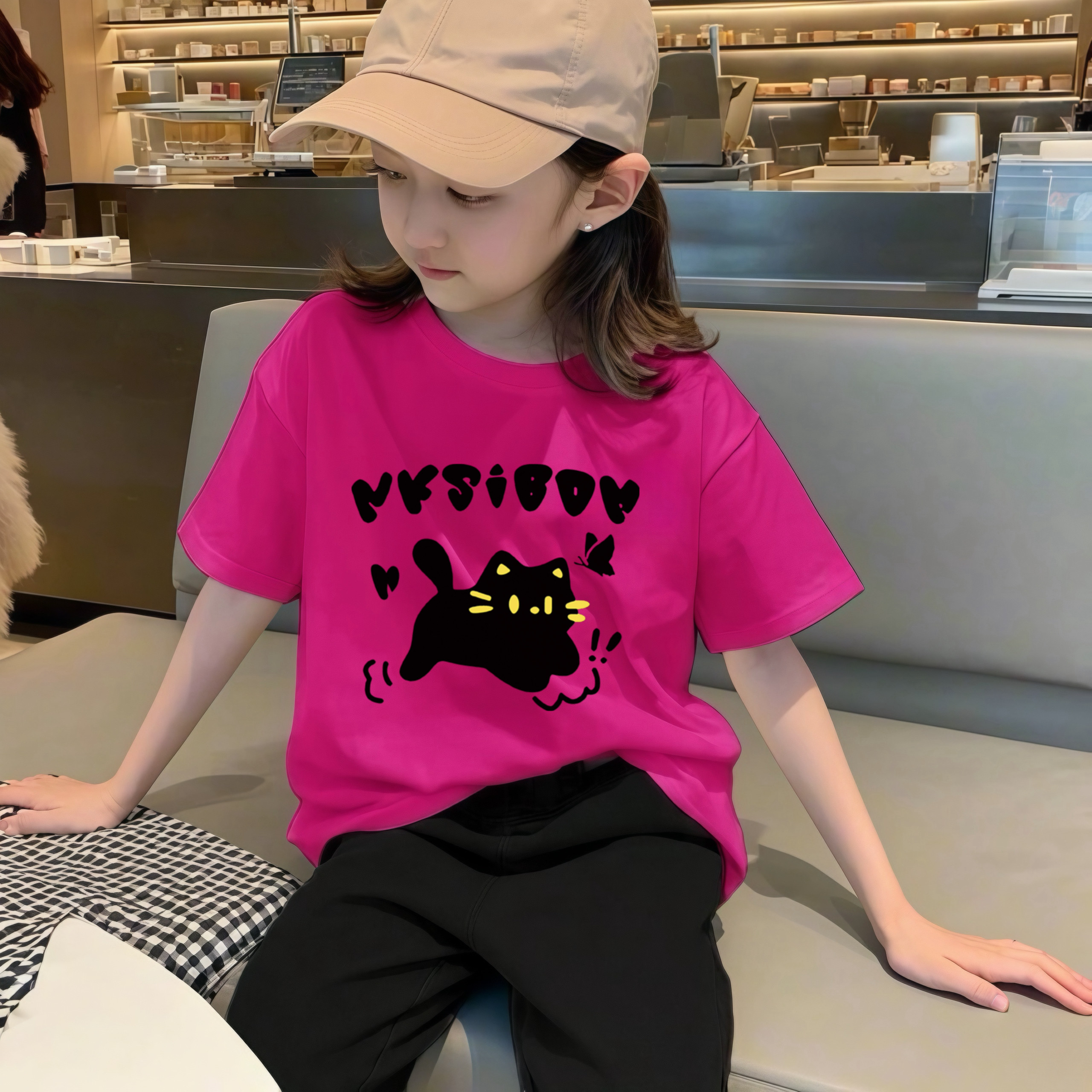 男女童宝宝圆领趣味烟花百搭儿童纯棉短袖T恤中小童新款夏季上衣