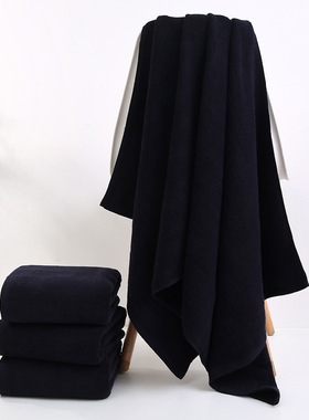 浴巾纯棉黑色加厚款中医火疗馆艾灸大毛巾吸水柔软不掉毛纯色面巾