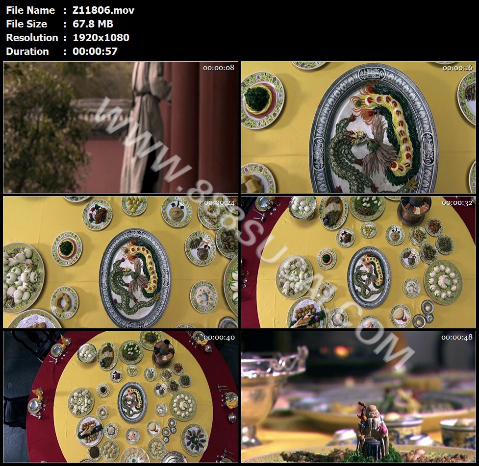 清朝太监端菜皇家御宴菜肴高清实拍视频素材