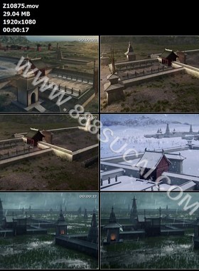 古代墓葬群陵寝三维动画展示高清实拍视频素材