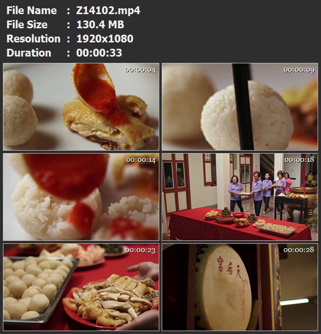 海南美食天后宫祭祖贡桌祭品高清视频素材