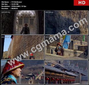 清朝官员古城墙散步高清实拍视频素材