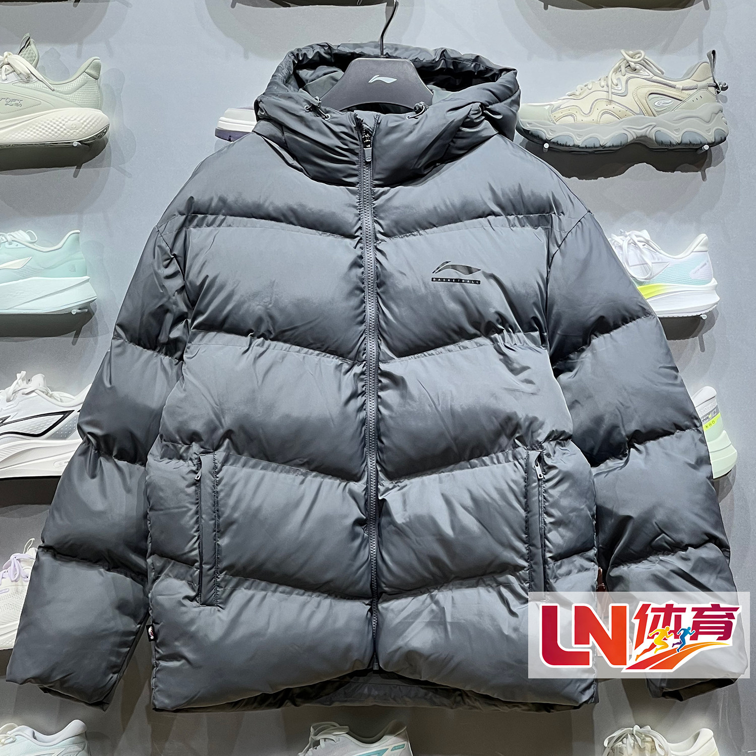 李宁棉衣 2026冬季新品CBA男子时尚通勤防泼水宽松短棉服AJMW091