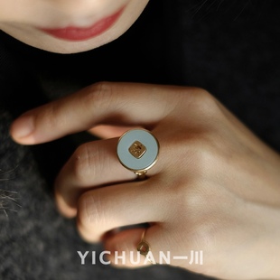 一川饰品新品黄金钱币戒指宋古瓷两用戒面可拆吊坠原创设计定制链