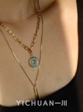 一川饰品新品黄金钱币项链南宋粉青古瓷多用款原创设计个性定制