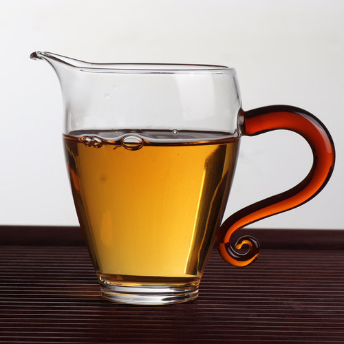 玻璃公道杯茶具配件透明带把手