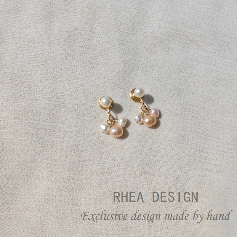 法式复古天然粉珍珠耳环女高级感轻奢圆脸显瘦无痛耳夹无耳洞