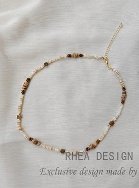 美拉德天然石虎眼石串珠项链女2025新款爆款毛衣链高级锁骨链配饰