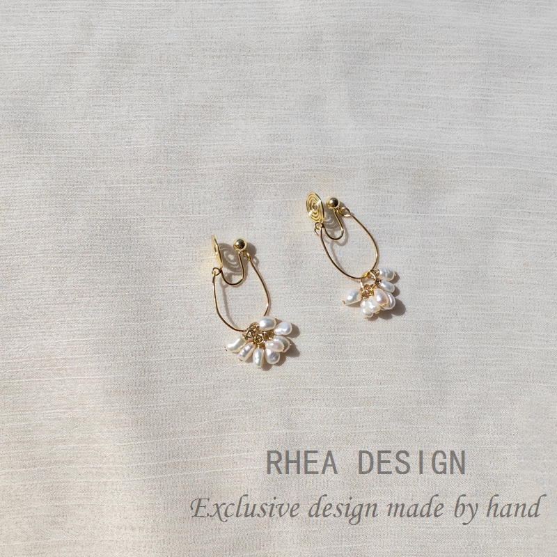 适合秋天的耳环小众设计感 高级珍珠无痛耳夹 复古巴洛克耳饰耳钉