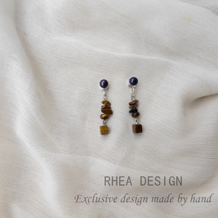 天然珍珠复古新中式黑棕色串珠耳环小众气质耳钉无痛耳夹