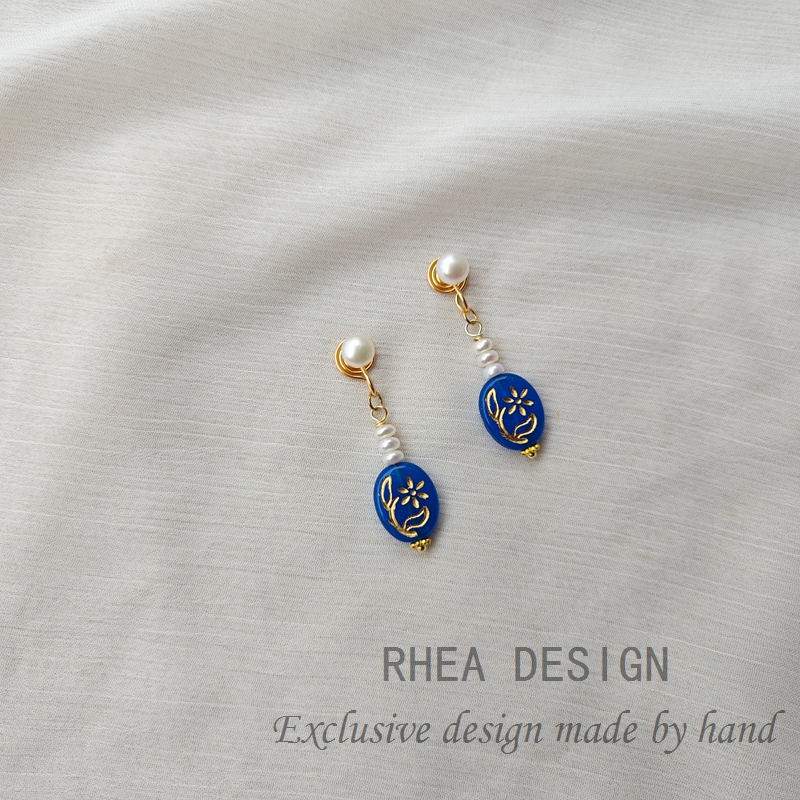 新中式天然珍珠手作耳环文艺复古宫廷风耳钉古风国潮设计无痛耳夹