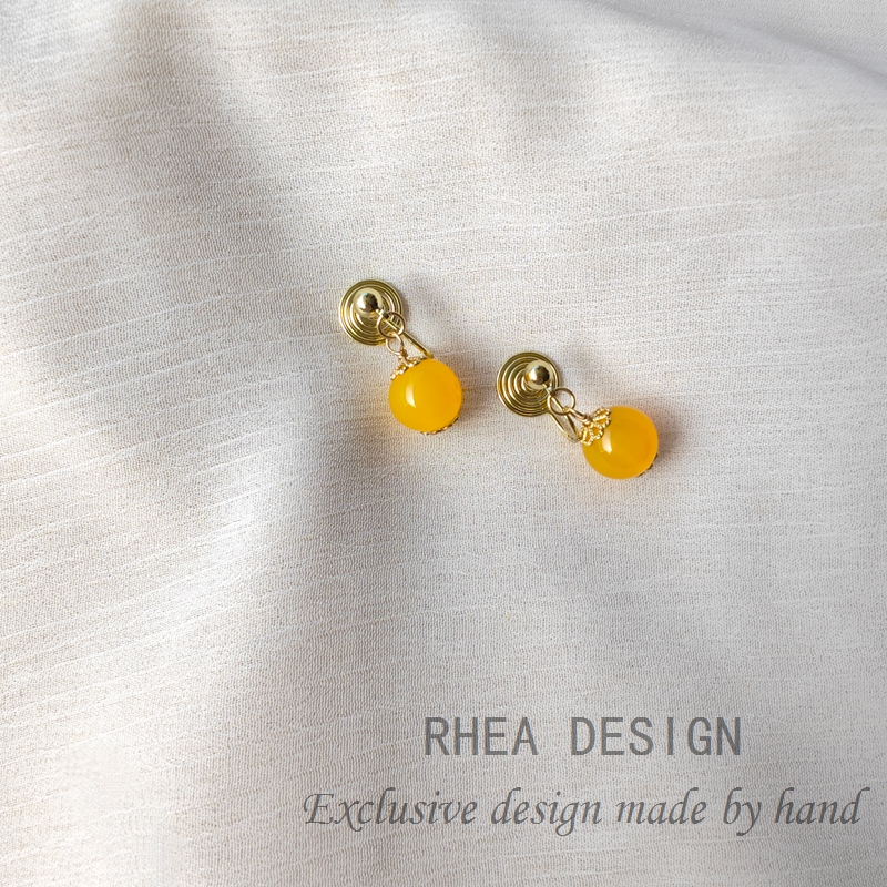 汉服国风耳饰 新中式短款耳环女 天然玛瑙耳夹古风耳钉