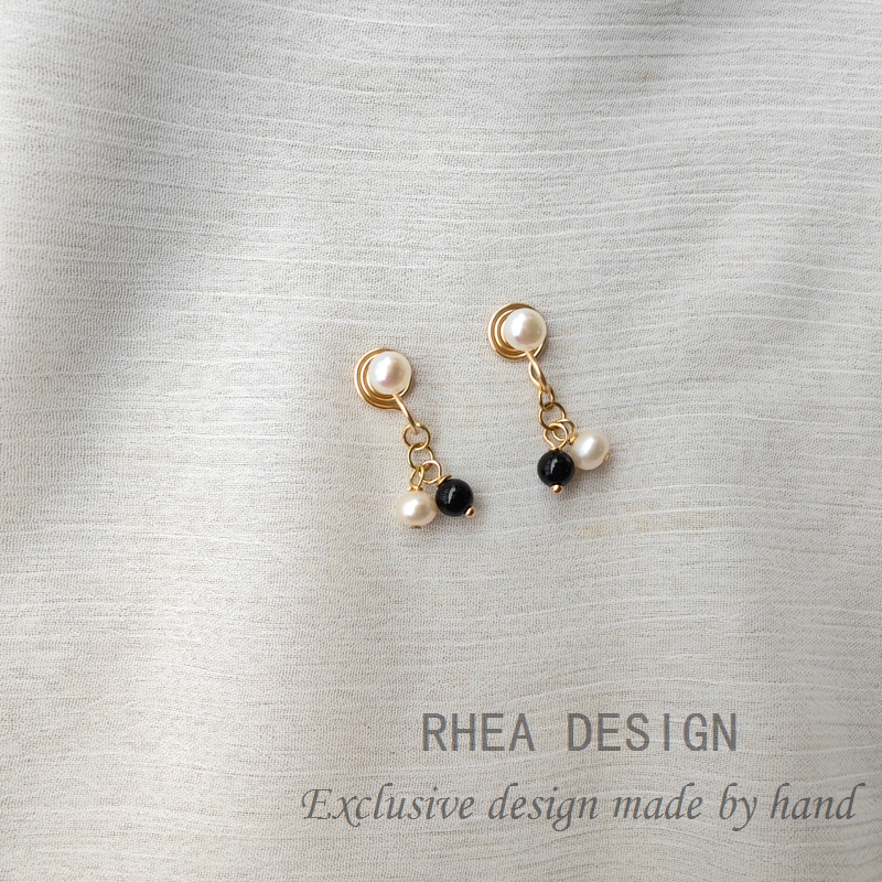 经典国风~复古黑玛瑙珍珠耳环小众设计新中式耳钉耳夹耳饰配旗袍