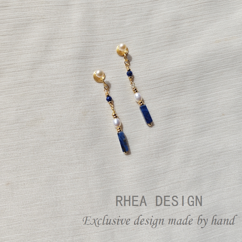 天然石淡水珍珠长款耳钉复古轻奢高级温柔气质小众耳环无痛耳夹