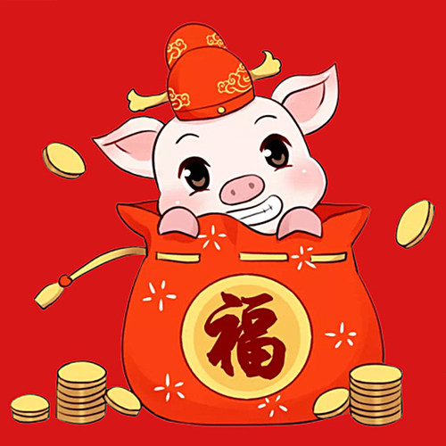 可爱卡通动物生肖福袋猪钻石贴画