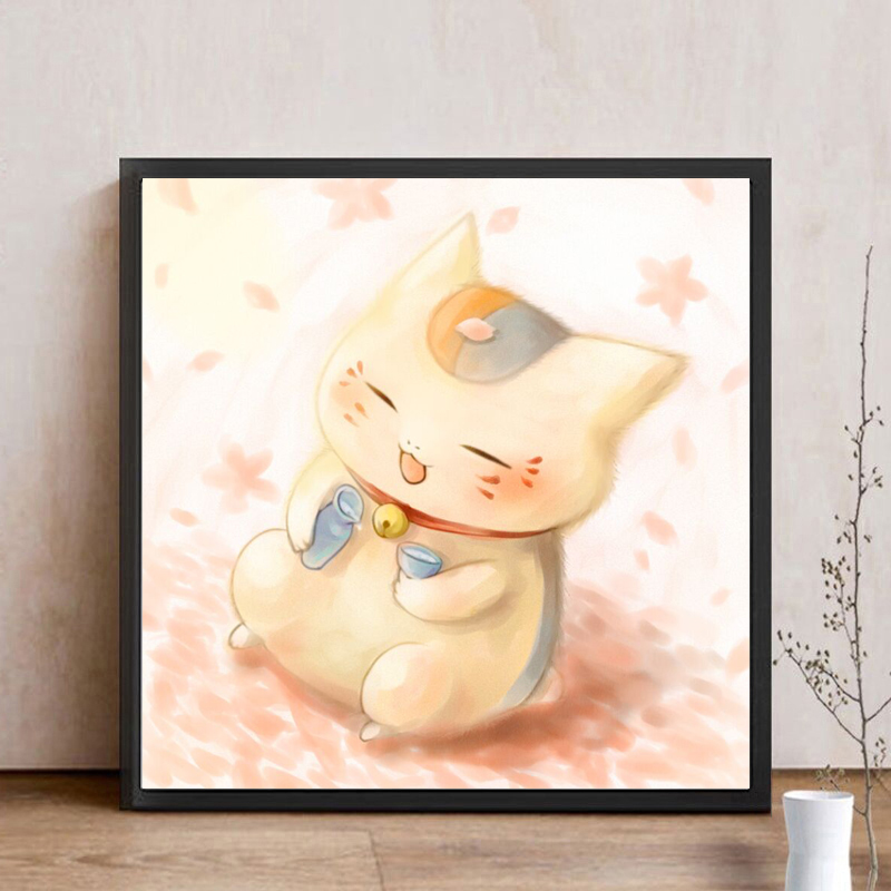 卡通动漫可爱猫咪老师钻石画小幅