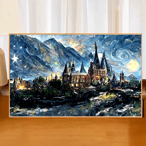 星空风景城堡钻石画2026新款手工贴画5d点钻十字绣成人高难度满钻