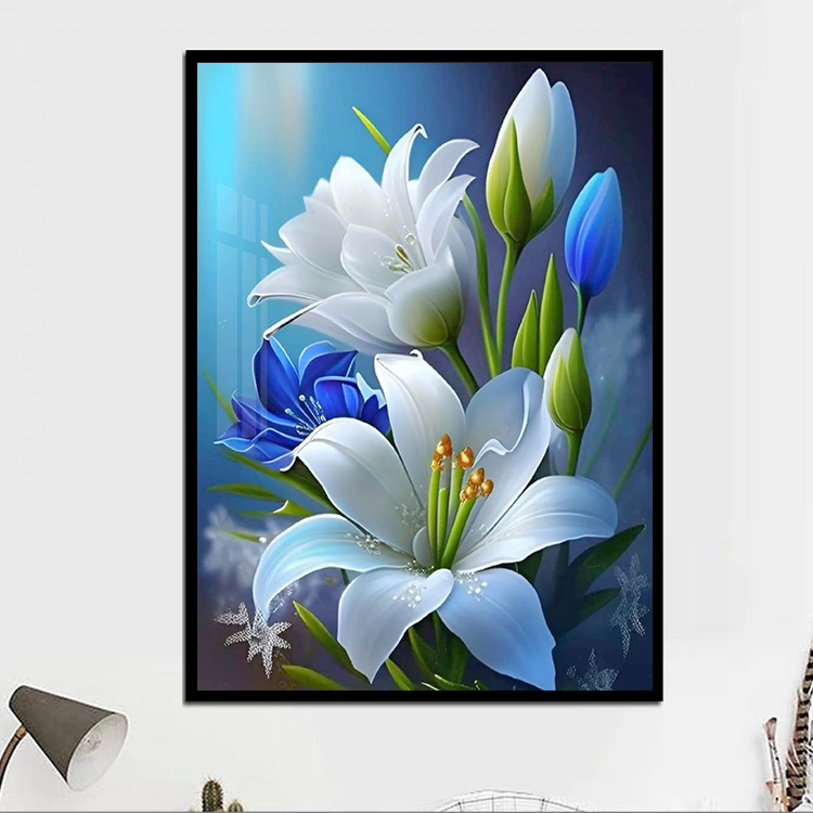 百合花5d钻石画现代简约客厅卧室
