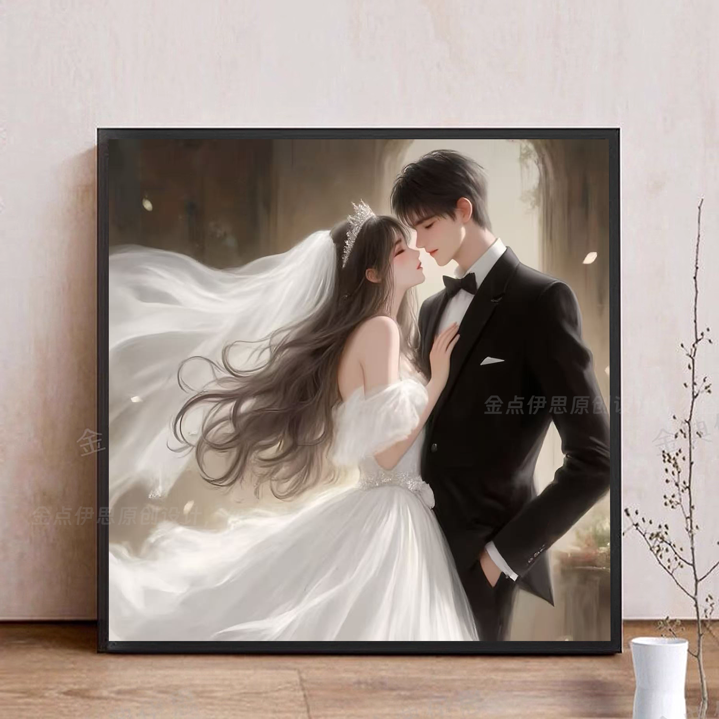 结婚钻石画白色婚纱婚礼手工粘钻