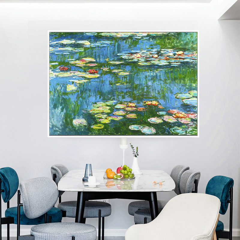 欧式钻石画2021新款莫奈睡莲风景5d点贴钻十字绣客V厅卧室餐厅满