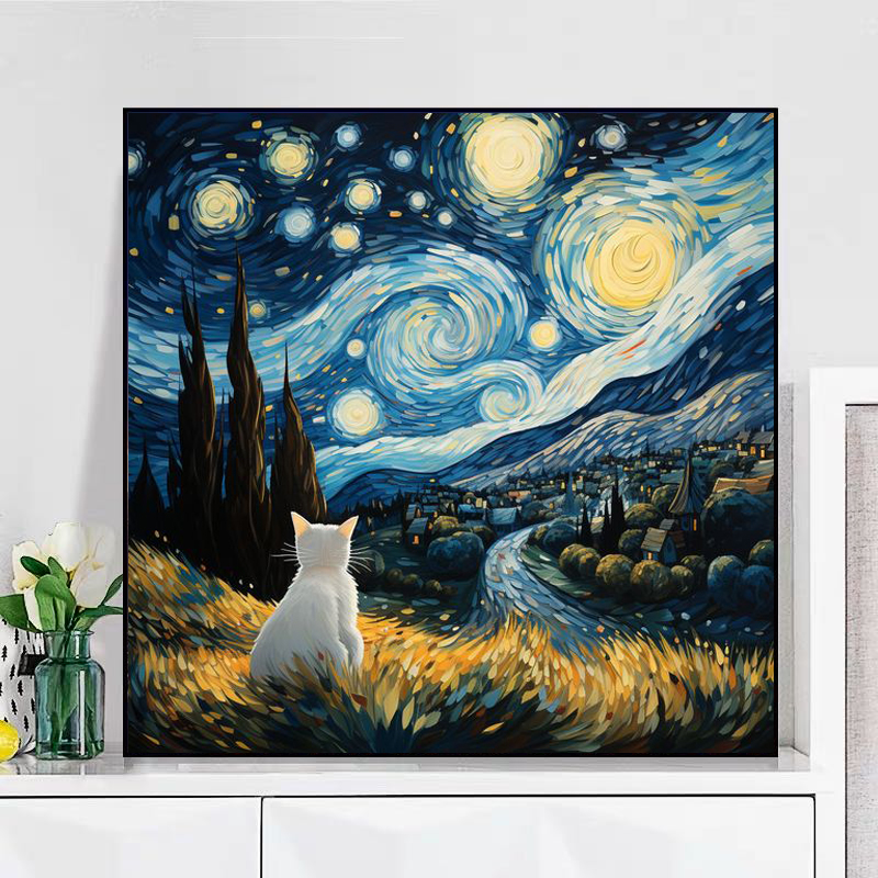 梵高星空高颜值现代简约5d钻石画